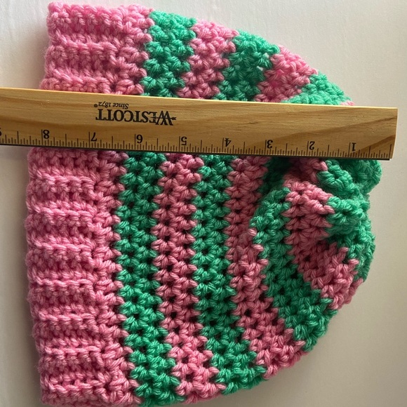Crochet slouchy beanie handmade new pink blue - Picture 6 of 7